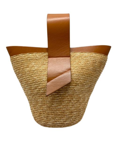 CAROLINA SANTO DOMINGO（カロリーナ・サント・ドミンゴ）CAROLINA SANTO DOMINGO (カロリーナ・サント・ドミンゴ) Amphora Straw and Leather Bag ベージュの古着・服飾アイテム