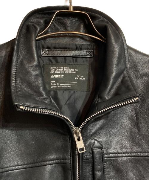 AVIREX（アヴィレックス）AVIREX (アヴィレックス) STAND LEATHER MA-1 MOD JACKET ブラック サイズ:2XLの古着・服飾アイテム