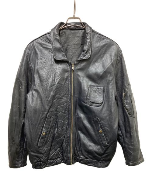 USED（ユーズド）USED (ユーズド) パイロットレザージャケット ブラック サイズ:-の古着・服飾アイテム