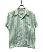 WACKO MARIAワコマリア）の古着「OPEN COLLAR SHIRT」｜グリーン×ホワイト