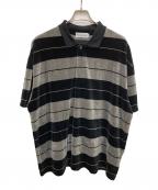 COOTIE PRODUCTIONSクーティープロダクツ）の古着「Velour Border S S Polo」｜ブラック×グレー