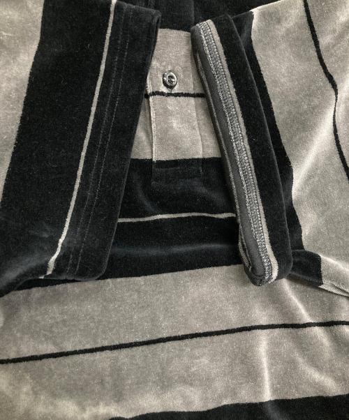 COOTIE PRODUCTIONS（クーティープロダクツ）COOTIE PRODUCTIONS (クーティープロダクツ) Velour Border S S Polo ブラック×グレー サイズ:Sの古着・服飾アイテム