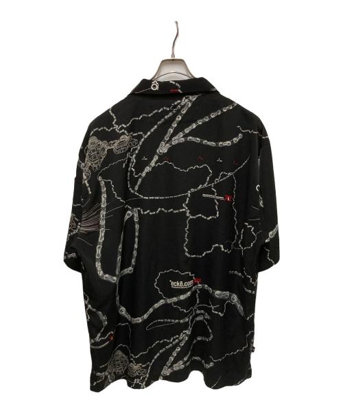 ecko complex（エコーコンプレックス）ecko complex (エコーコンプレックス) 総柄半袖シャツ ブラック サイズ:XXLの古着・服飾アイテム