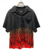 COTTON PANコットンパン）の古着「メッシュファイヤーパターンシャツ」｜ブラック