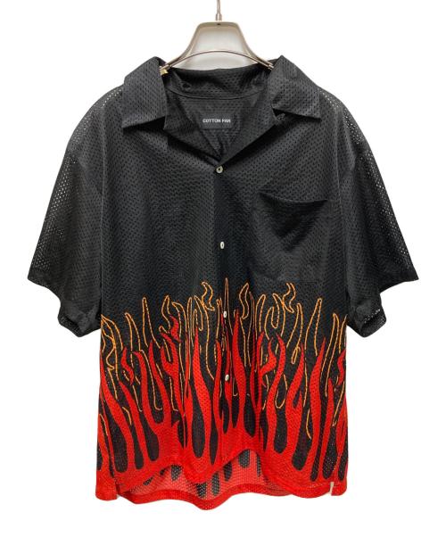 COTTON PAN（コットンパン）COTTON PAN (コットンパン) メッシュファイヤーパターンシャツ ブラック サイズ:2の古着・服飾アイテム