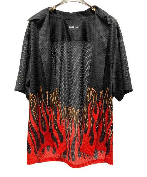 COTTON PAN（コットンパン）COTTON PAN (コットンパン) メッシュファイヤーパターンシャツ ブラック サイズ:2の古着・服飾アイテム