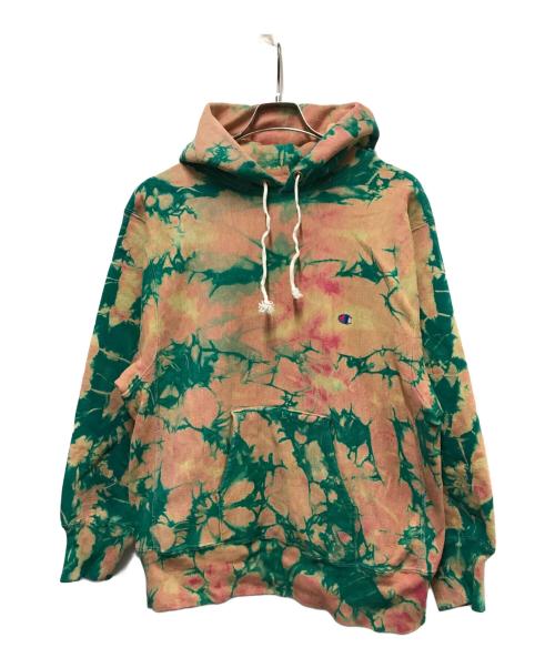 Champion（チャンピオン）Champion (チャンピオン) タイダイリバースウィーブスウェットパーカー オレンジ×グリーン サイズ:Ｌの古着・服飾アイテム