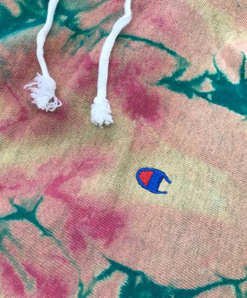 Champion（チャンピオン）Champion (チャンピオン) タイダイリバースウィーブスウェットパーカー オレンジ×グリーン サイズ:Ｌの古着・服飾アイテム