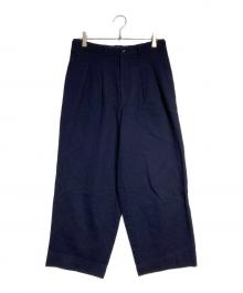 tricot COMME des GARCONS（トリココムデギャルソン）の古着「2タックウールワイドパンツ / Double Pleat Wool Wide Pants」｜ネイビー