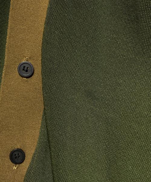 TOGA VIRILIS（トーガ ビリリース）TOGA VIRILIS (トーガ ビリリース) HIGH TWIST JERSEY CARDIGAN グリーン×ベージュ サイズ:44の古着・服飾アイテム