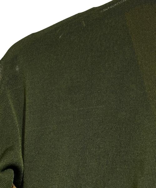 TOGA VIRILIS（トーガ ビリリース）TOGA VIRILIS (トーガ ビリリース) HIGH TWIST JERSEY CARDIGAN グリーン×ベージュ サイズ:44の古着・服飾アイテム