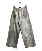 masuエムエーエスユー）の古着「EMBLEM BAGGY JEANS」｜ホワイト×シルバー