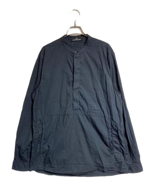 STONE ISLAND SHADOW PROJECT（ストーンアイランド シャドウプロジェクト）STONE ISLAND SHADOW PROJECT (ストーンアイランド シャドウプロジェクト) プルオーバーバンドカラーシャツ ブラック サイズ:Mの古着・服飾アイテム