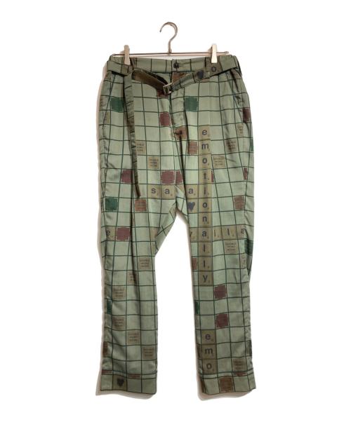 sacai（サカイ）sacai (サカイ) EMOTIONALLY UNAVAILABLE (エモーショナリー・アンアベイラブル) ベルテッドパンツ オリーブ サイズ:2の古着・服飾アイテム