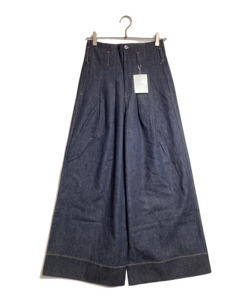 cygne（シーニュ）cygne (シーニュ) タックワイドデニムパンツ インディゴ サイズ:0Tの古着・服飾アイテム