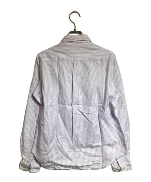 ROBE DE CHAMBRE COMME DES GARCONS（ローブドシャンブル コムデギャルソン）ROBE DE CHAMBRE COMME DES GARCONS (ローブドシャンブル コムデギャルソン) カットオフストライプリボンシャツ ピンク×ブルー サイズ:Sの古着・服飾アイテム