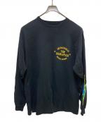 TAIN DOUBLE PUSHタイン ダブルプッシュ）の古着「刺繍ロングスリーブカットソー」｜ブラック