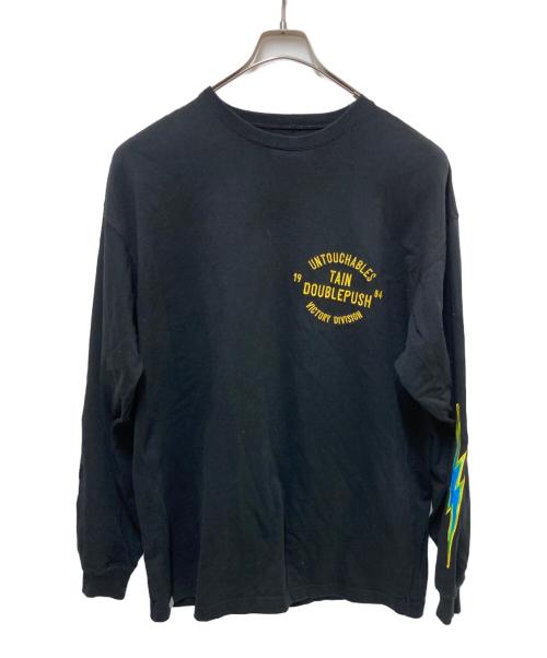 TAIN DOUBLE PUSH（タイン ダブルプッシュ）TAIN DOUBLE PUSH (タイン ダブルプッシュ) 刺繍ロングスリーブカットソー ブラック サイズ:-の古着・服飾アイテム