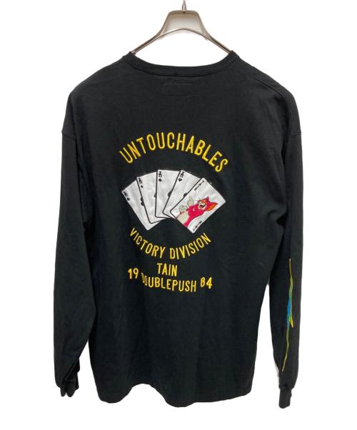 TAIN DOUBLE PUSH（タイン ダブルプッシュ）TAIN DOUBLE PUSH (タイン ダブルプッシュ) 刺繍ロングスリーブカットソー ブラック サイズ:-の古着・服飾アイテム