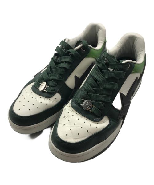 A BATHING APE（ア ベイシング エイプ）A BATHING APE (ア ベイシング エイプ) BAPESTA OS グリーン×ホワイト サイズ:27.5の古着・服飾アイテム