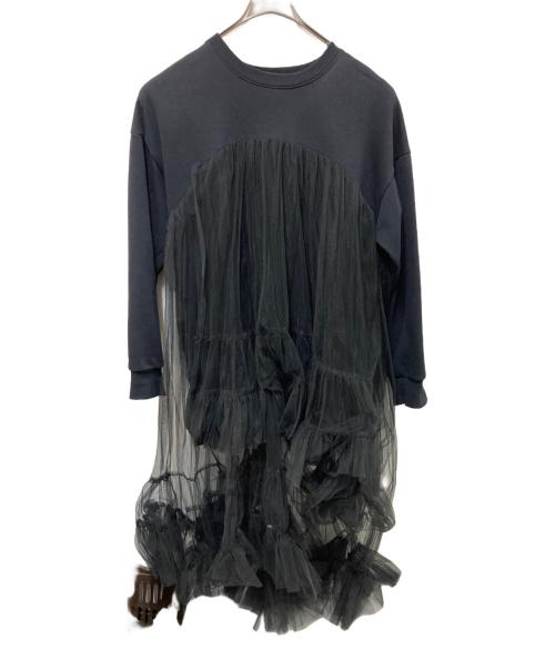 VIVIANO（ヴィヴィアーノ）VIVIANO (ヴィヴィアーノ) スウェットチュールレイヤードワンピース ブラック サイズ:FREEの古着・服飾アイテム