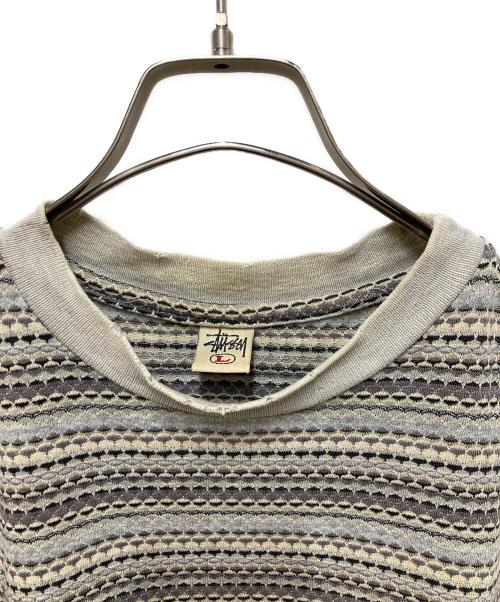 stussy（ステューシー）stussy (ステューシー) ボーダーTシャツ グレー サイズ:Lの古着・服飾アイテム
