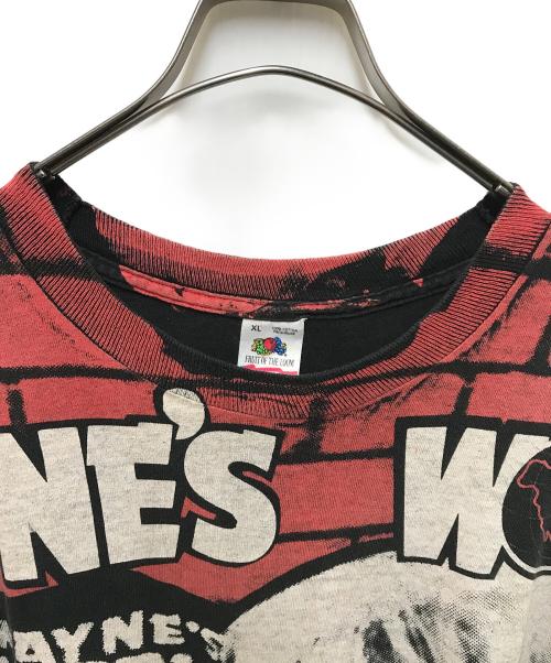 FRUIT OF THE LOOM（フルーツオブザルーム）FRUIT OF THE LOOM (フルーツオブザルーム) コメディムービープリントTシャツ ブラック×レッド サイズ:XLの古着・服飾アイテム