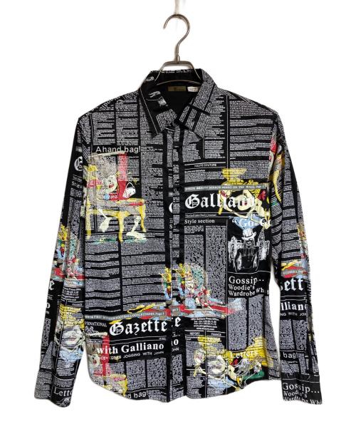 JOHN GALLIANO（ジョンガリアーノ）JOHN GALLIANO (ジョンガリアーノ) ニュースペーパーシャツ ブラック サイズ:Mの古着・服飾アイテム