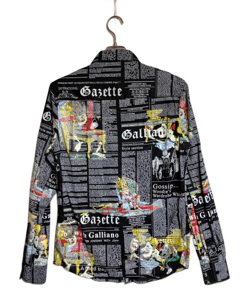 JOHN GALLIANO（ジョンガリアーノ）JOHN GALLIANO (ジョンガリアーノ) ニュースペーパーシャツ ブラック サイズ:Mの古着・服飾アイテム