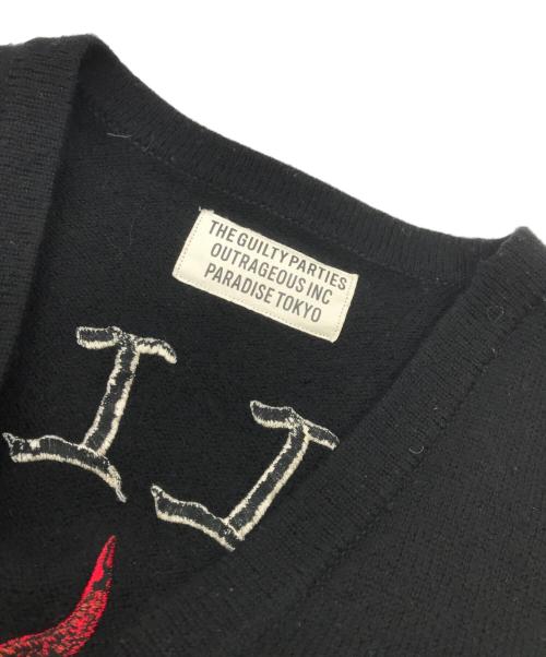 WACKO MARIA（ワコマリア）WACKO MARIA (ワコマリア) バック刺繍ニットカーディガン ブラック サイズ:Ｓの古着・服飾アイテム