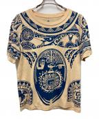 DISNEYディズニー）の古着「タトゥー柄ムービーTシャツ」｜ネイビー×ベージュ