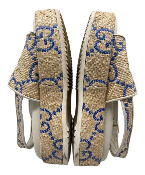 GUCCI（グッチ）GUCCI (グッチ) GGプラットフォームラフィアサンダル ベージュ サイズ:36　1/2の古着・服飾アイテム