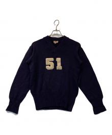 SAND KNIT（サンドニット）の古着「40-50’Ｓレタードニット」｜ネイビー