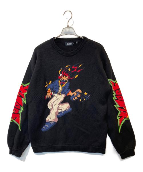 X-LARGE（エクストララージ）X-LARGE (エクストララージ) BURNING MONSTER 101234015002 ニット ブラック サイズ:Lの古着・服飾アイテム