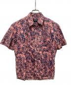 stussyステューシー）の古着「総柄半袖シャツ」｜ピンク×ネイビー