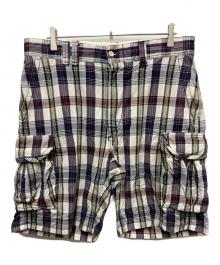 POLO RALPH LAUREN（ポロ・ラルフローレン）の古着「チェックカーゴハーフパンツ」｜ホワイト×ネイビー