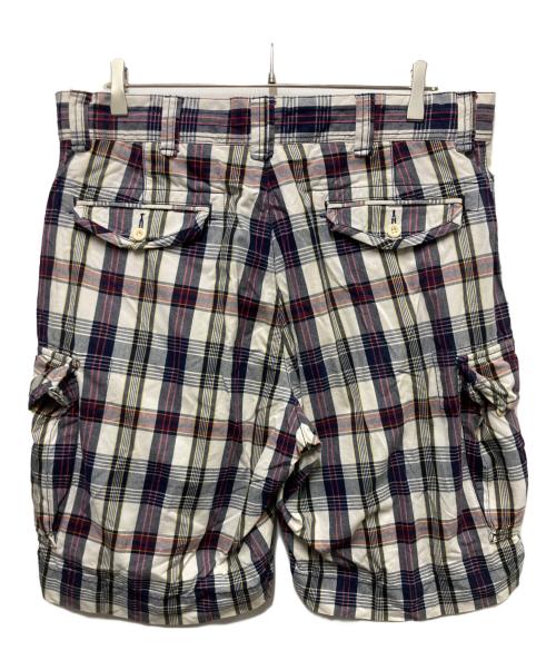 POLO RALPH LAUREN（ポロ・ラルフローレン）POLO RALPH LAUREN (ポロ・ラルフローレン) チェックカーゴハーフパンツ ホワイト×ネイビー サイズ:35の古着・服飾アイテム