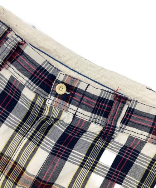 POLO RALPH LAUREN（ポロ・ラルフローレン）POLO RALPH LAUREN (ポロ・ラルフローレン) チェックカーゴハーフパンツ ホワイト×ネイビー サイズ:35の古着・服飾アイテム