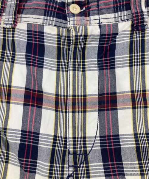POLO RALPH LAUREN（ポロ・ラルフローレン）POLO RALPH LAUREN (ポロ・ラルフローレン) チェックカーゴハーフパンツ ホワイト×ネイビー サイズ:35の古着・服飾アイテム