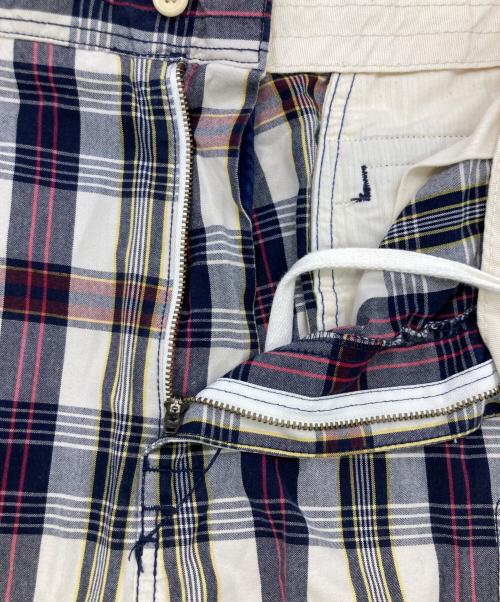 POLO RALPH LAUREN（ポロ・ラルフローレン）POLO RALPH LAUREN (ポロ・ラルフローレン) チェックカーゴハーフパンツ ホワイト×ネイビー サイズ:35の古着・服飾アイテム