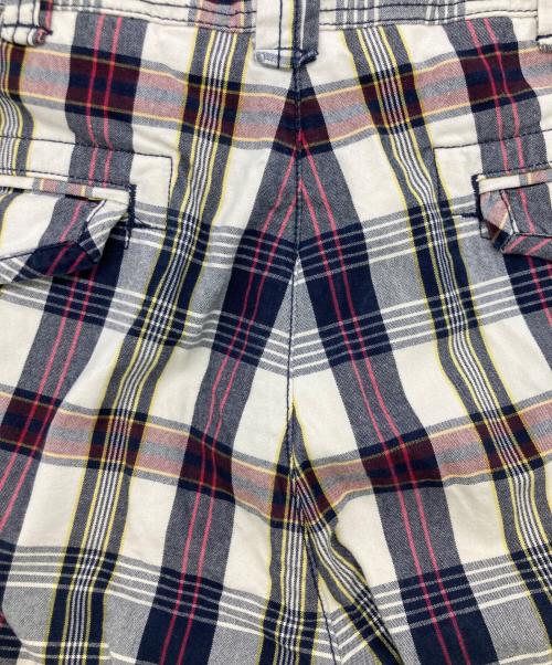 POLO RALPH LAUREN（ポロ・ラルフローレン）POLO RALPH LAUREN (ポロ・ラルフローレン) チェックカーゴハーフパンツ ホワイト×ネイビー サイズ:35の古着・服飾アイテム