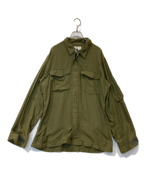 BAPE BY A BATHING APE（ベイプバイアベイシングエイプ）BAPE BY A BATHING APE (ベイプバイアベイシングエイプ) ジップアップシャツ オリーブ サイズ:Lの古着・服飾アイテム
