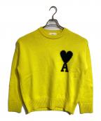 AMI PARISアミ パリス）の古着「ハートロゴクルーネックニット」｜イエロー