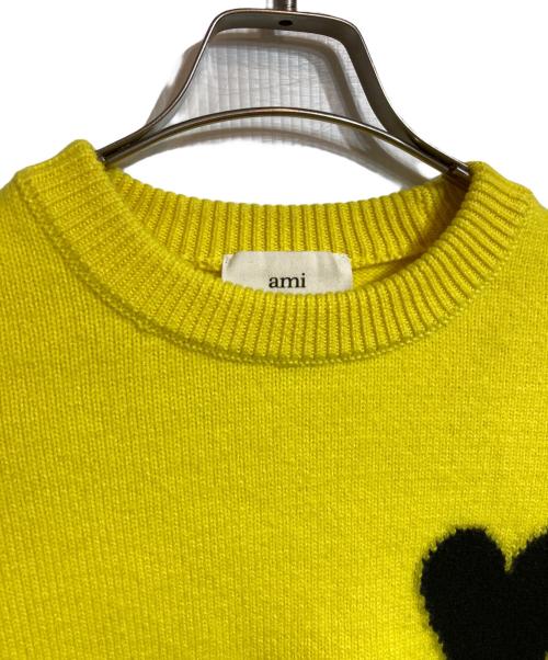 AMI PARIS（アミ パリス）AMI PARIS (アミ パリス) ハートロゴクルーネックニット イエロー サイズ:ＸＳの古着・服飾アイテム