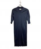 Mame Kurogouchiマメクロゴウチ）の古着「Mercerized Cotton V-neck Dress」｜ネイビー