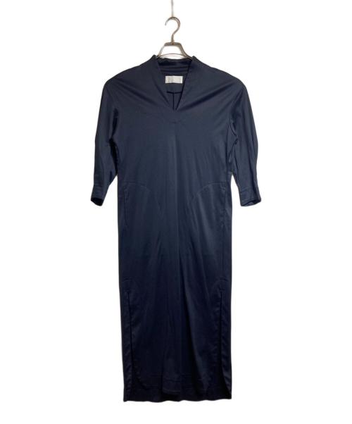 Mame Kurogouchi（マメクロゴウチ）Mame Kurogouchi (マメクロゴウチ) Mercerized Cotton V-neck Dress ネイビー サイズ:1の古着・服飾アイテム