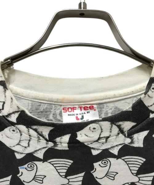 SoF Tee（ソフ ティー）SoF Tee (ソフ ティー) アートプリントTシャツ ホワイト×ブラック サイズ:Lの古着・服飾アイテム