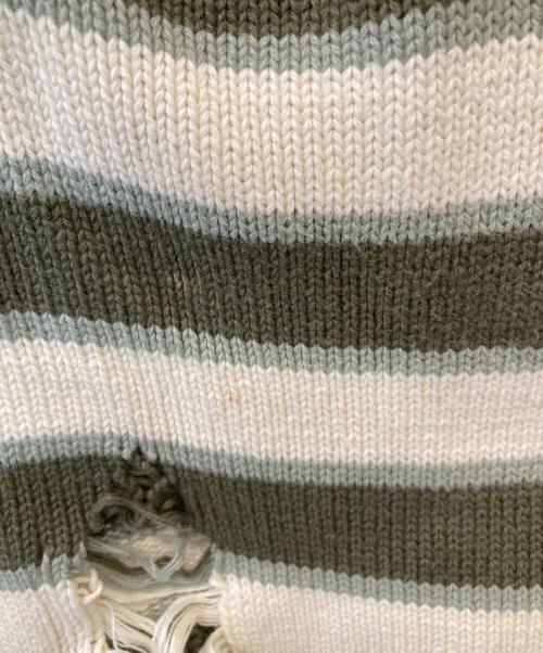 FAITH（フェイス）FAITH (フェイス) クラッシュドボーダーニット　FA8549 グリーン×ベージュ サイズ:FREEの古着・服飾アイテム