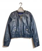 BURBERRY BLUE LABELバーバリーロンドンブルーレーベル）の古着「シングルライダースジャケット」｜ネイビー