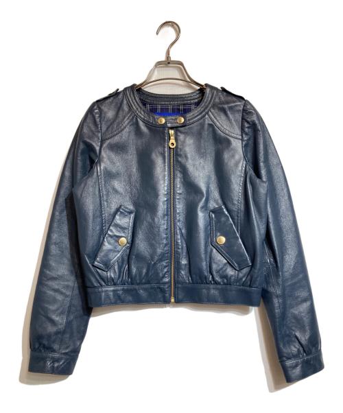 BURBERRY BLUE LABEL（バーバリー ブルー レーベル）BURBERRY BLUE LABEL (バーバリーロンドンブルーレーベル) シングルライダースジャケット ネイビー サイズ:38の古着・服飾アイテム